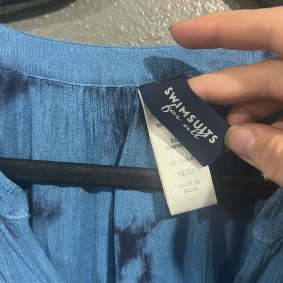 Swimsuits for All Plus Size Abigail Cover Up Tunic Blue Tie Dye 18/20 NWT - Picture 5 of 8